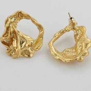 Stud Earrings For Women Chunky Lava 18K Gold Earrings